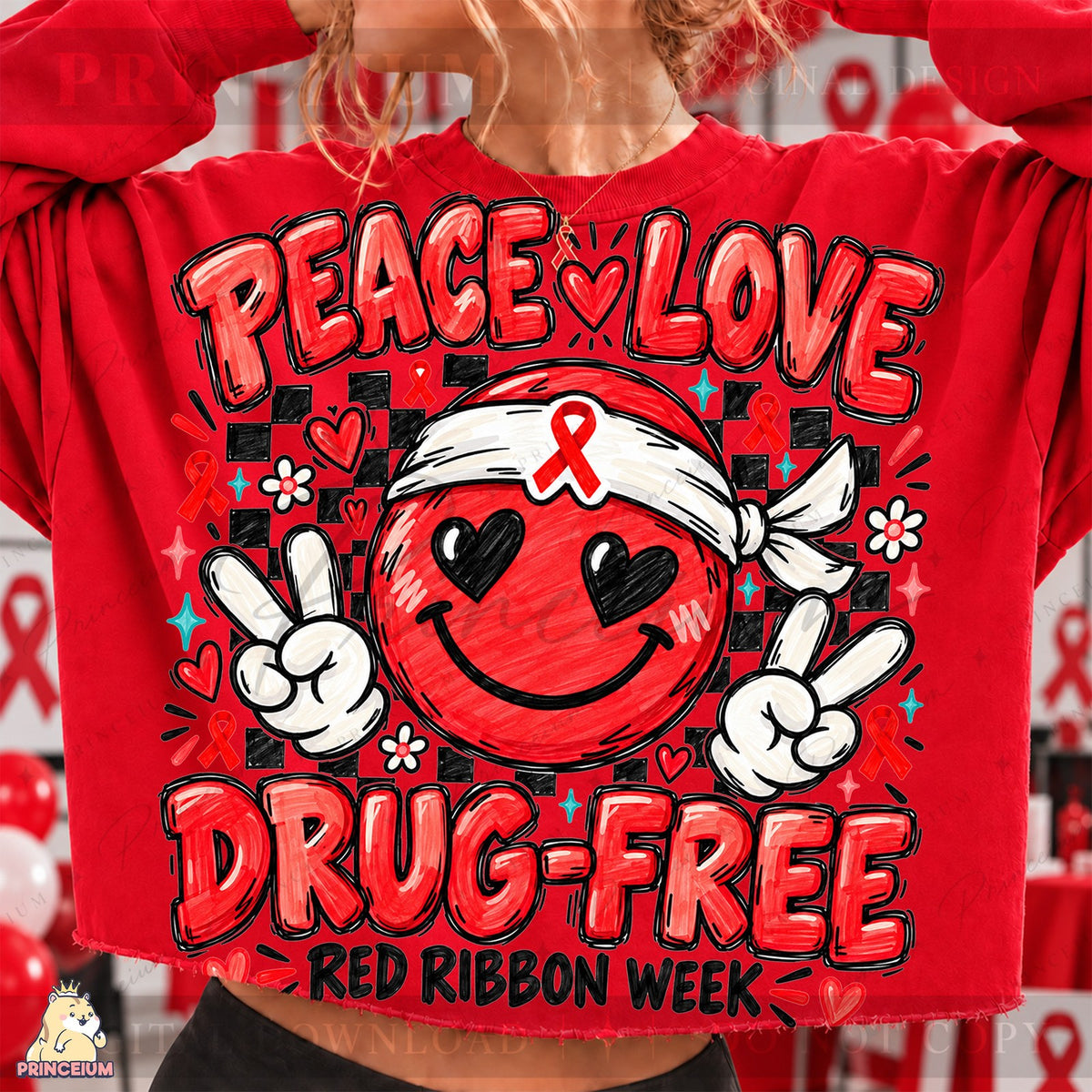 Peace Love Drug-Free Red Ribbon Week