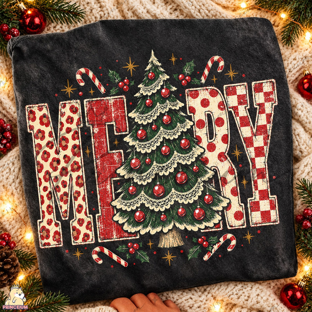 Vintage Merry Christmas Tree