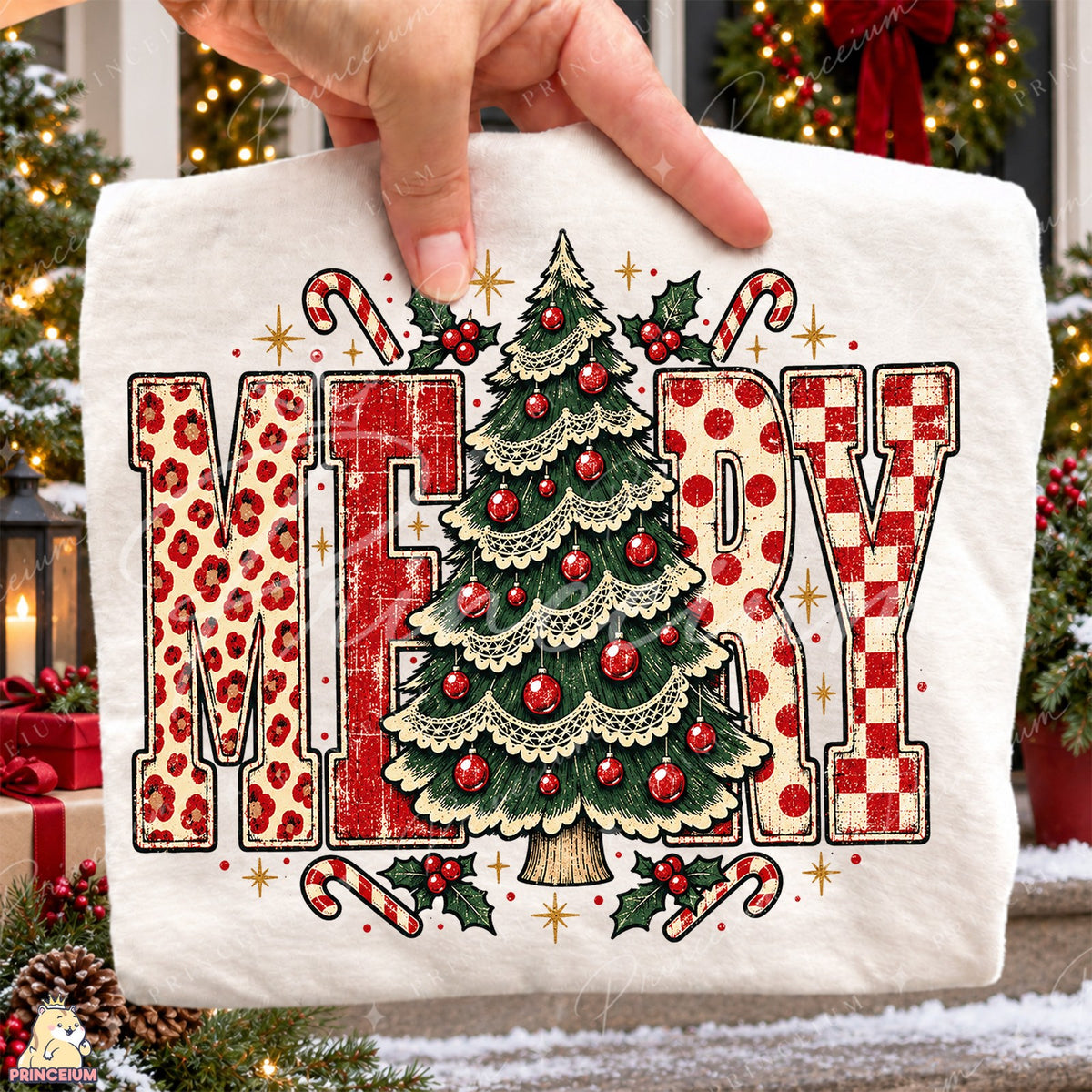 Vintage Merry Christmas Tree