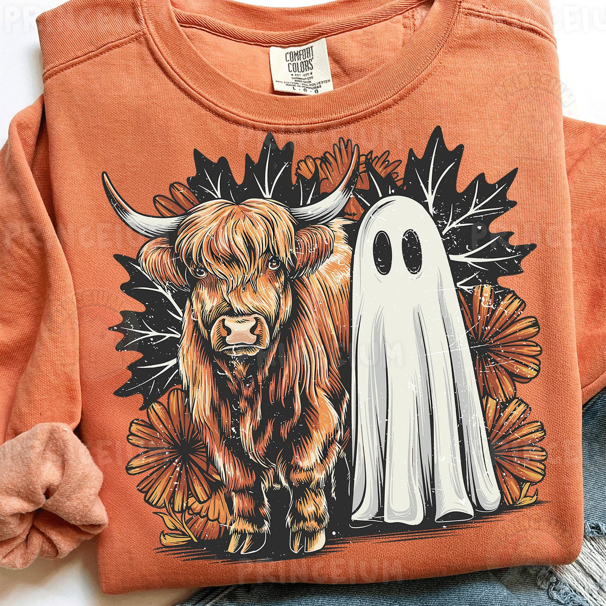 Highland Cow & Ghost Boo