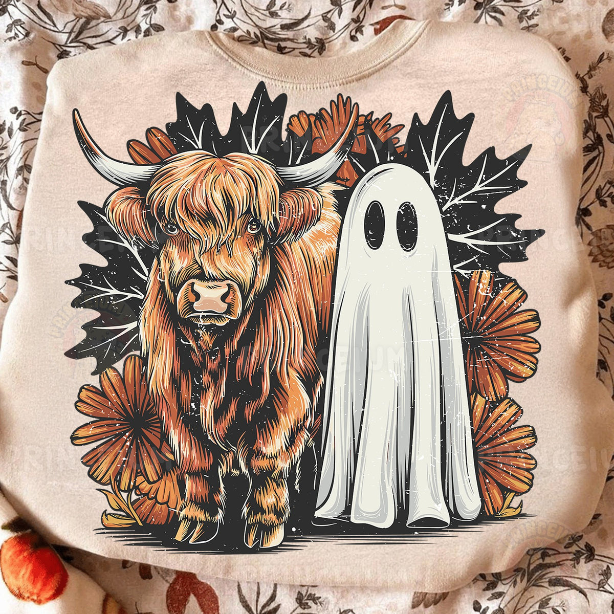 Highland Cow & Ghost Boo