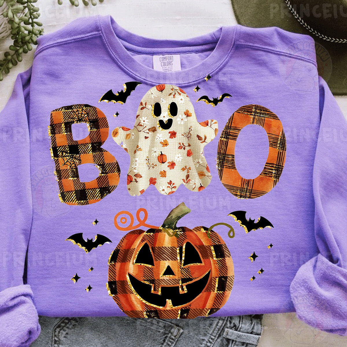 Plaid Boo Ghost Pumpkin