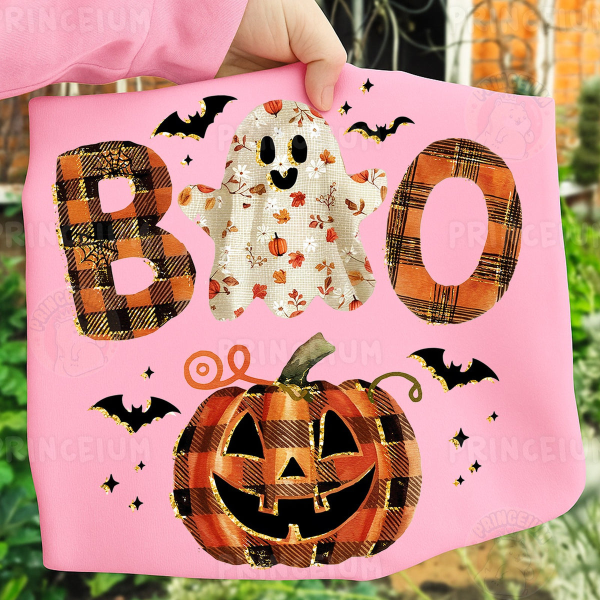 Plaid Boo Ghost Pumpkin