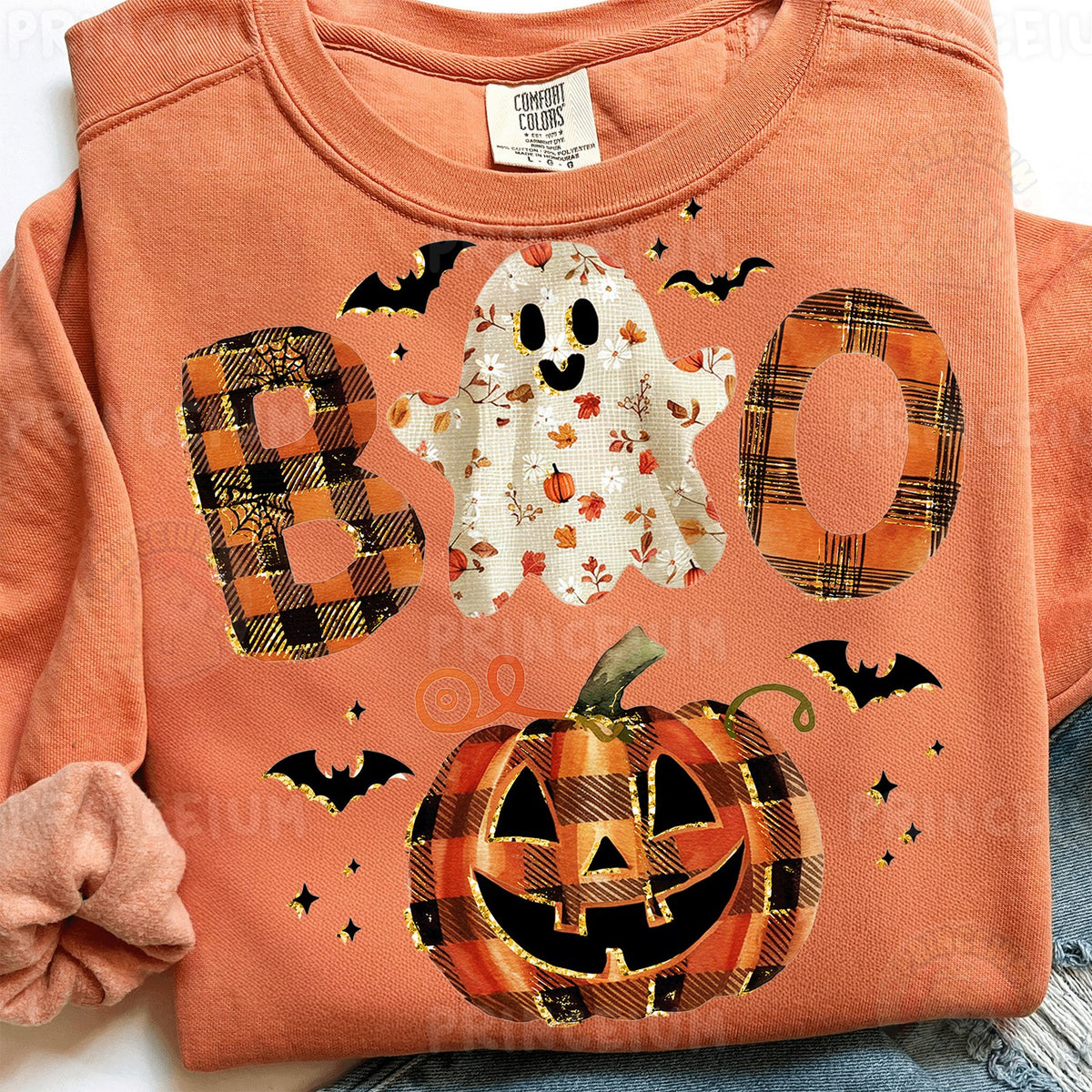 Plaid Boo Ghost Pumpkin