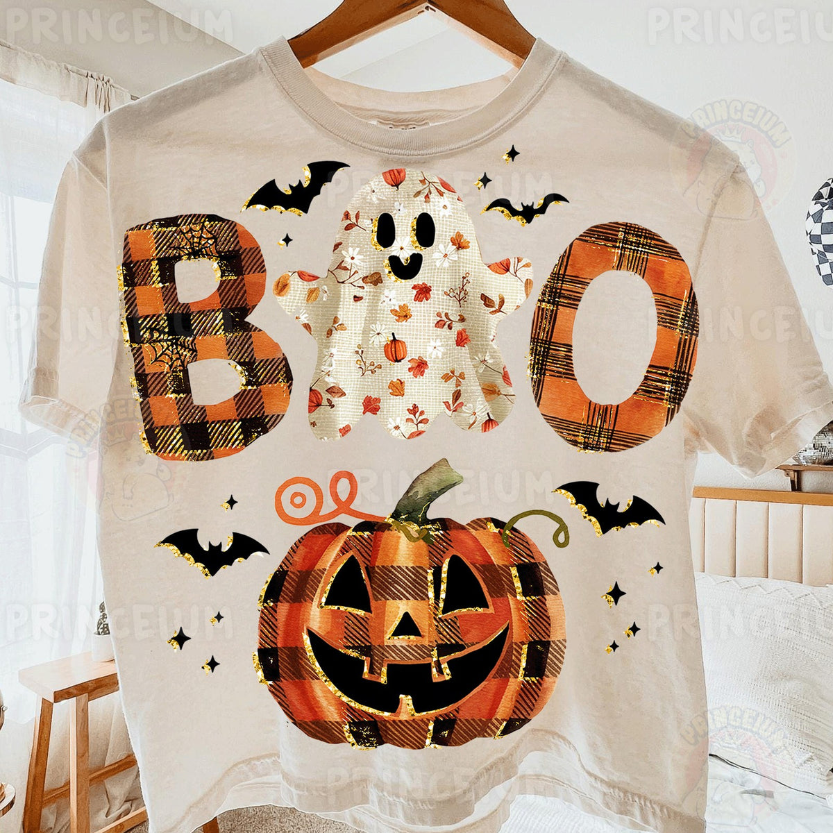 Plaid Boo Ghost Pumpkin