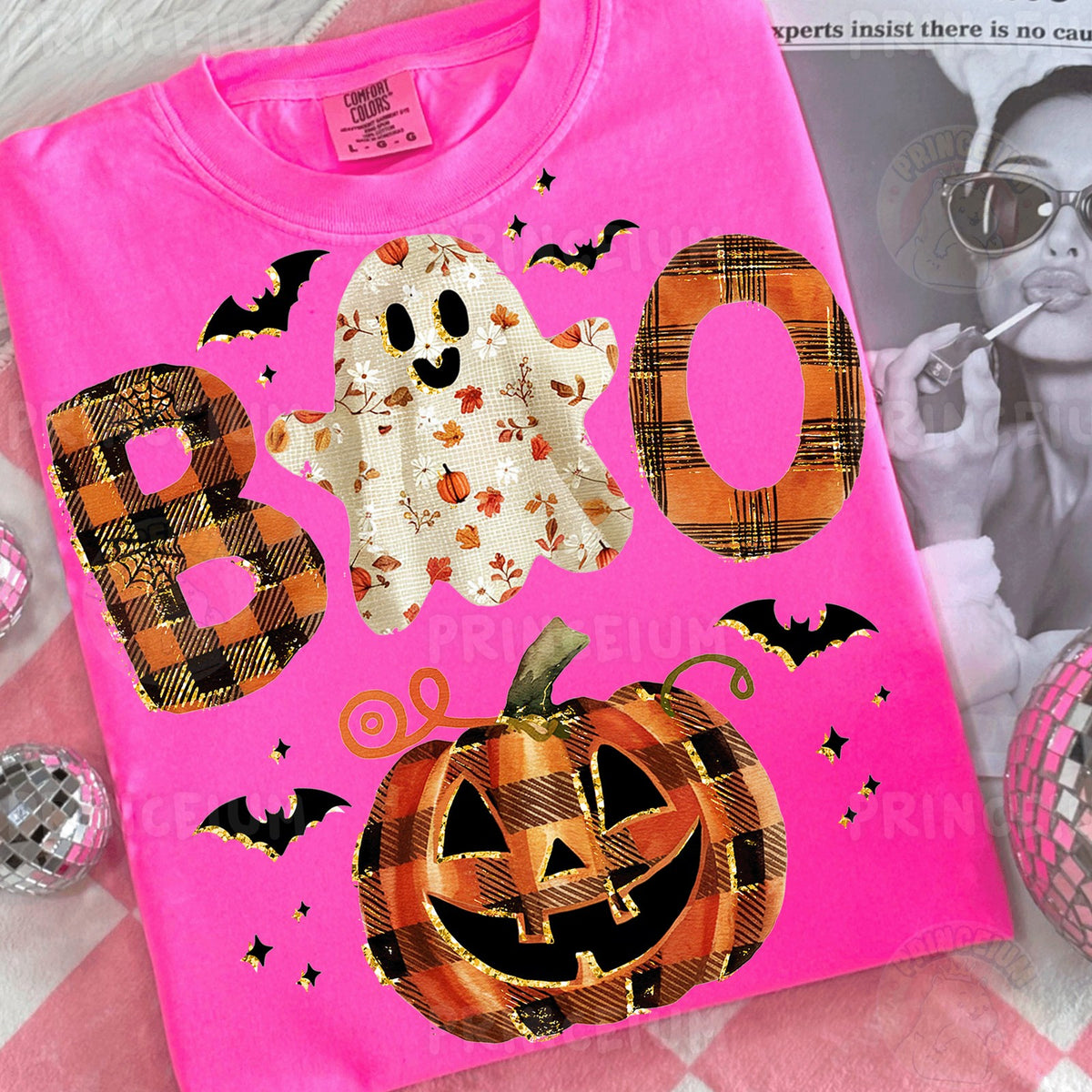 Plaid Boo Ghost Pumpkin