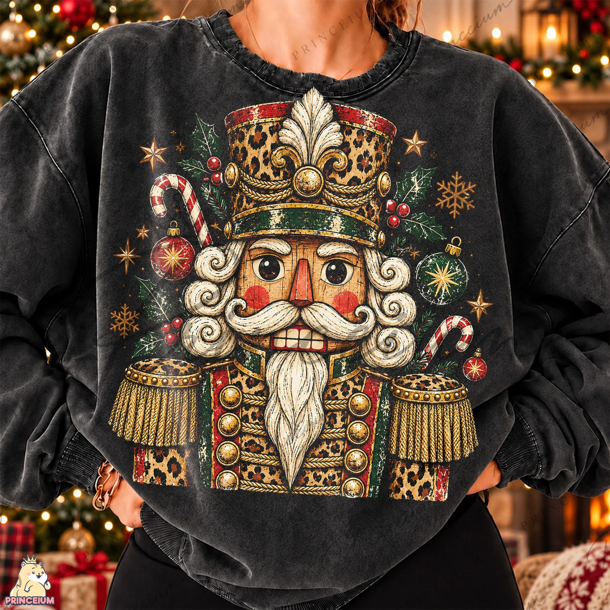 Festive Leopard Nutcracker