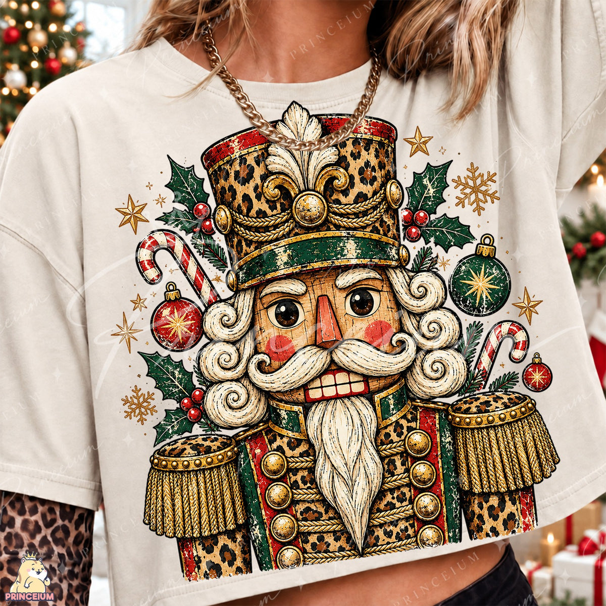 Festive Leopard Nutcracker