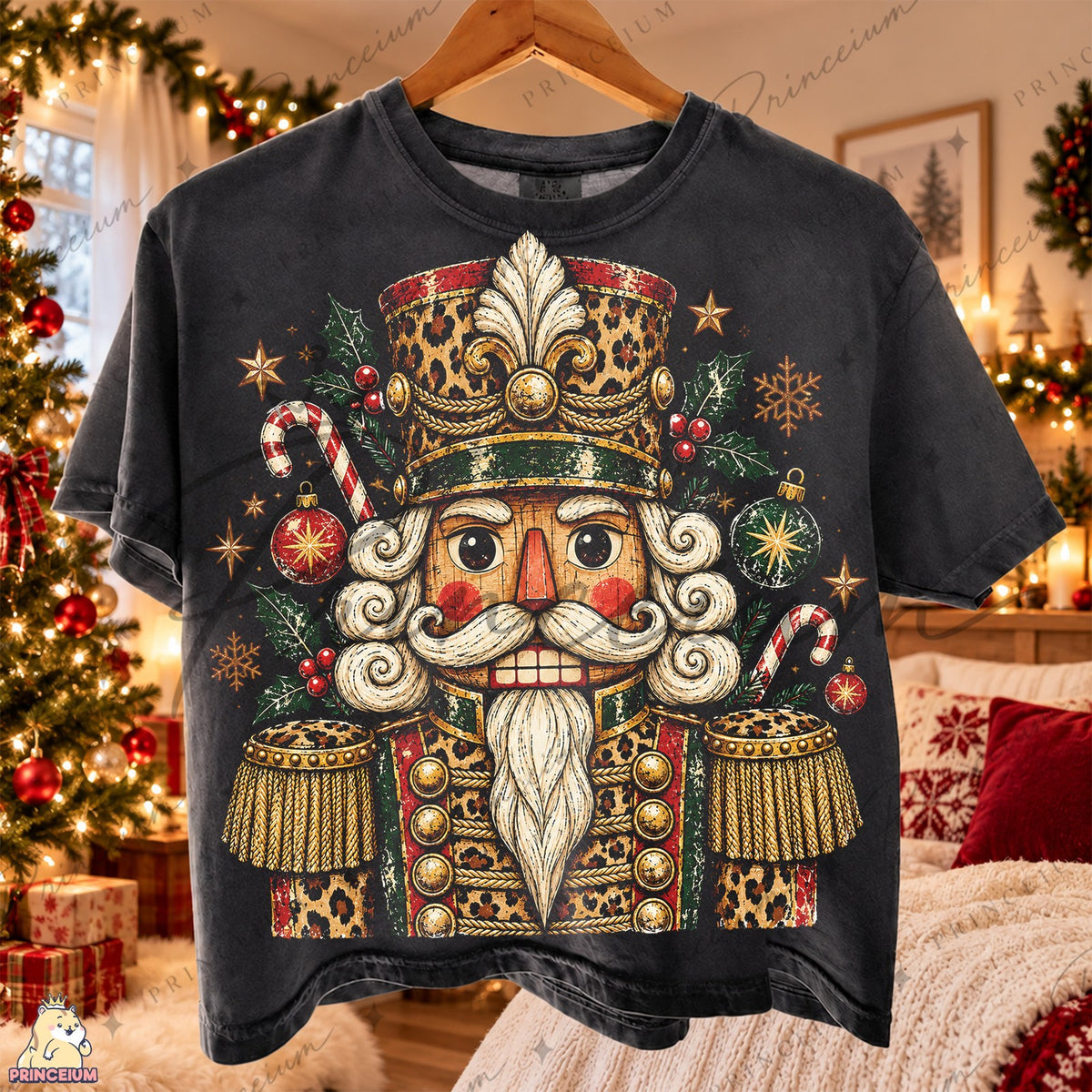 Festive Leopard Nutcracker