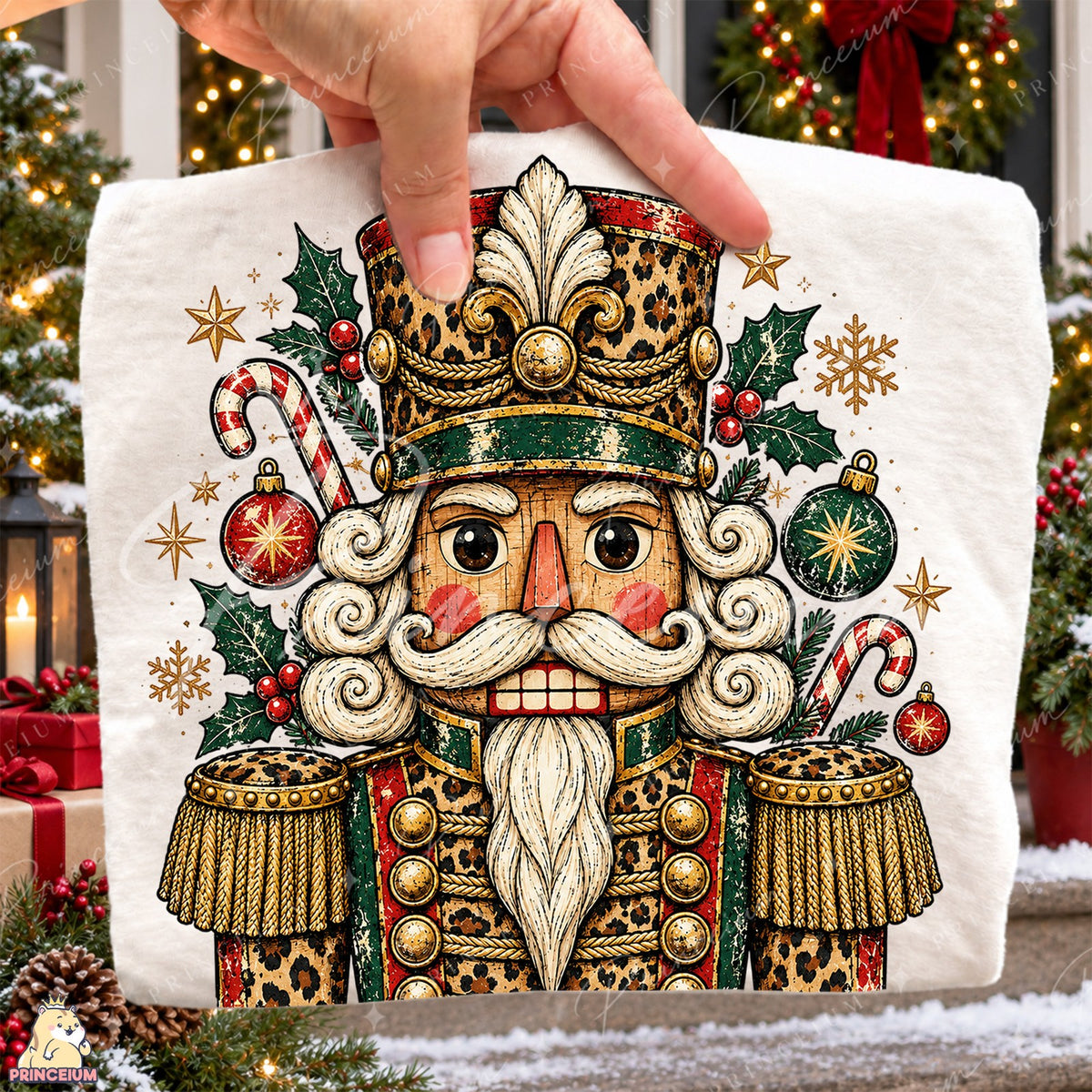 Festive Leopard Nutcracker