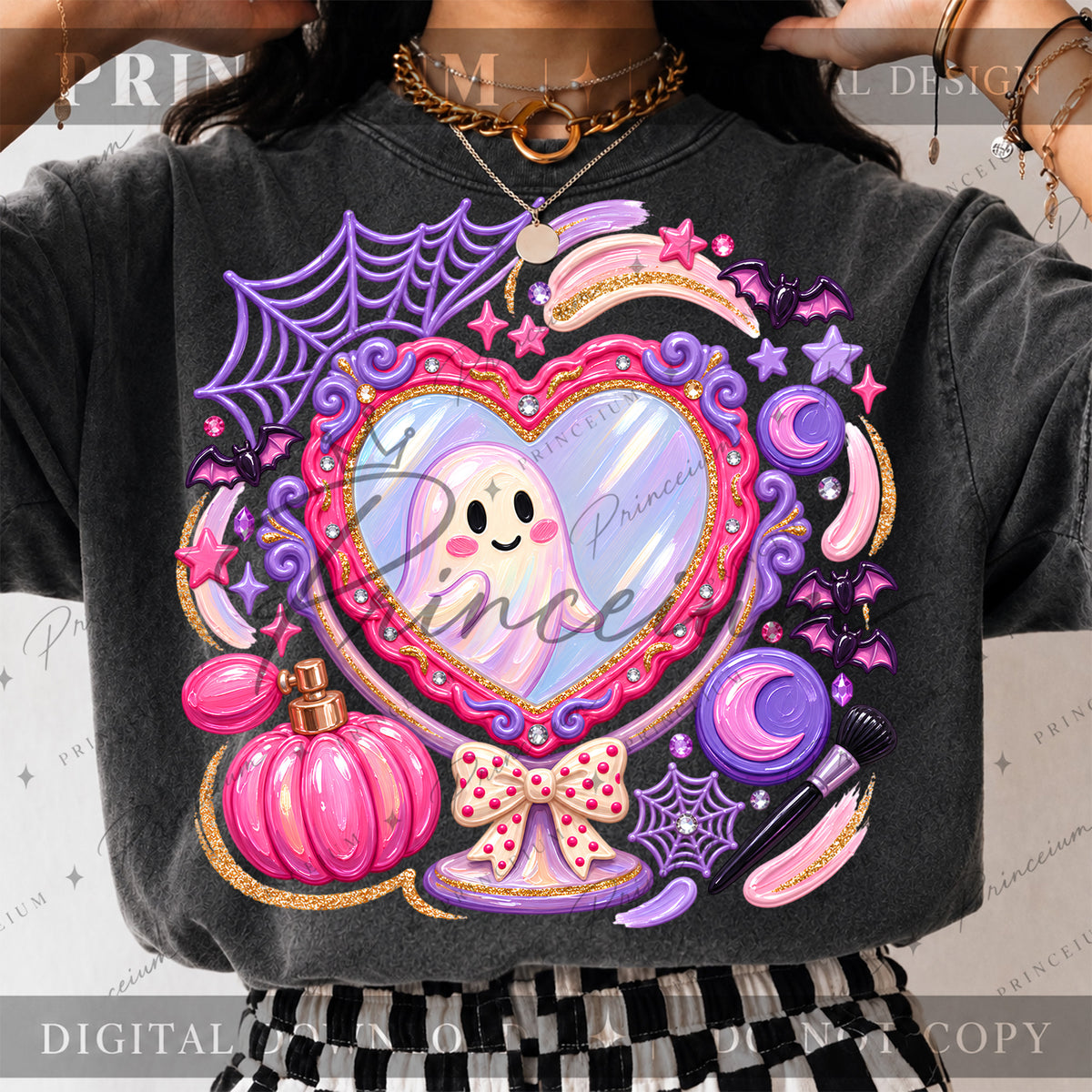 Ghost Mirror Halloween PNG – Pink & Purple Coquette Design | Digital Download
