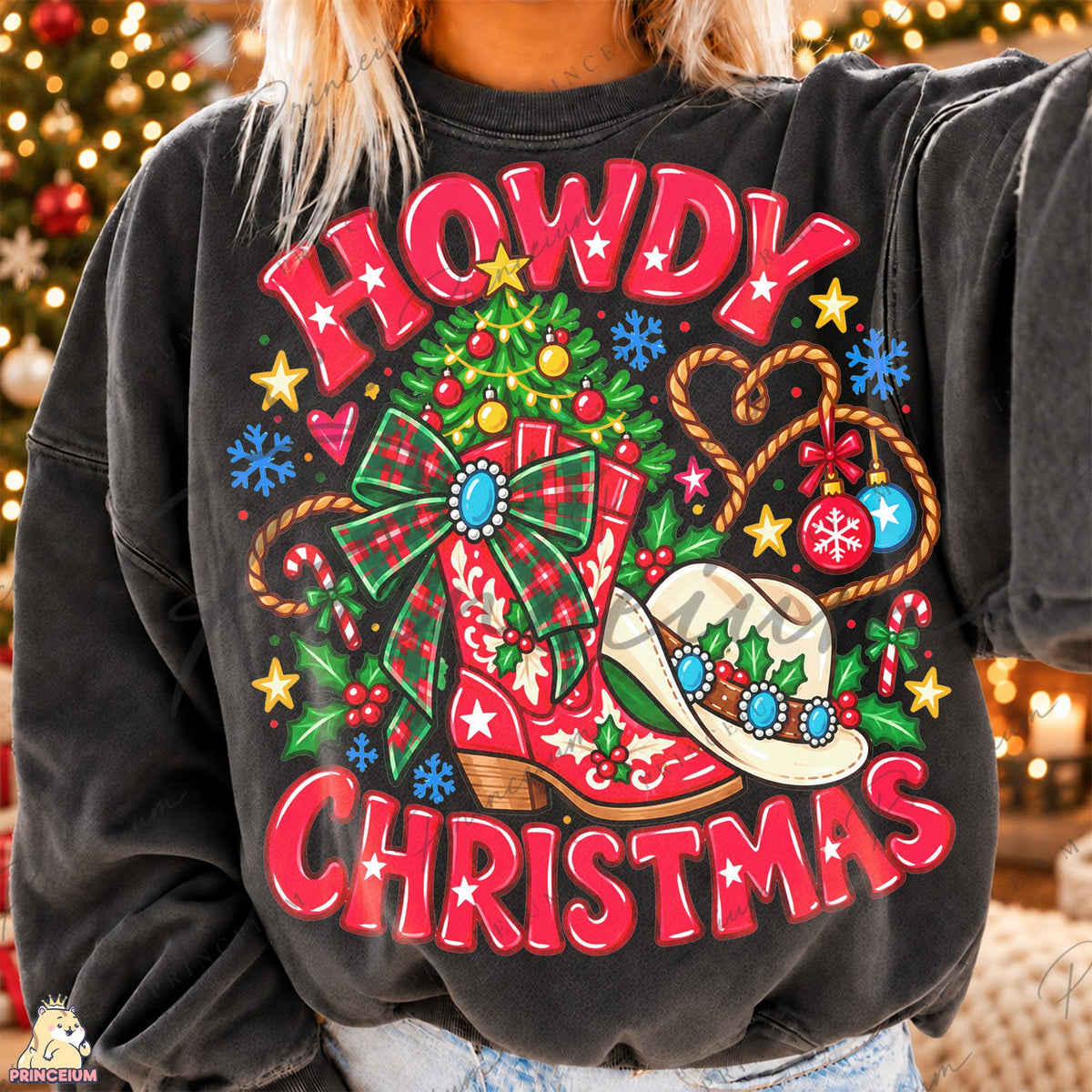 Howdy Christmas Cowboy Boot