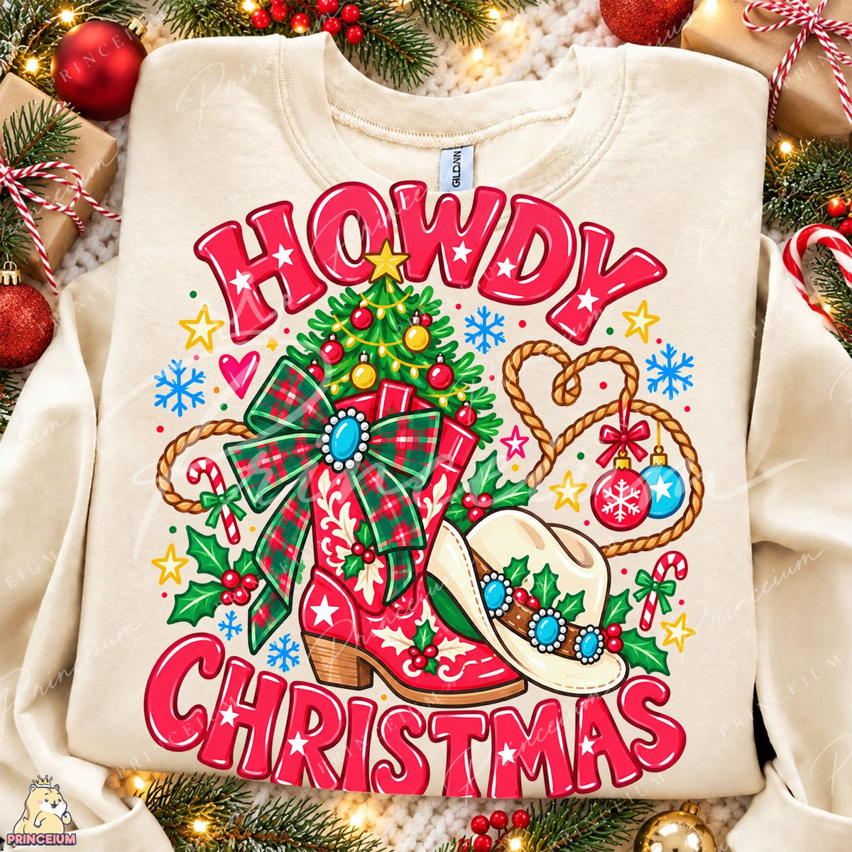 Howdy Christmas Cowboy Boot