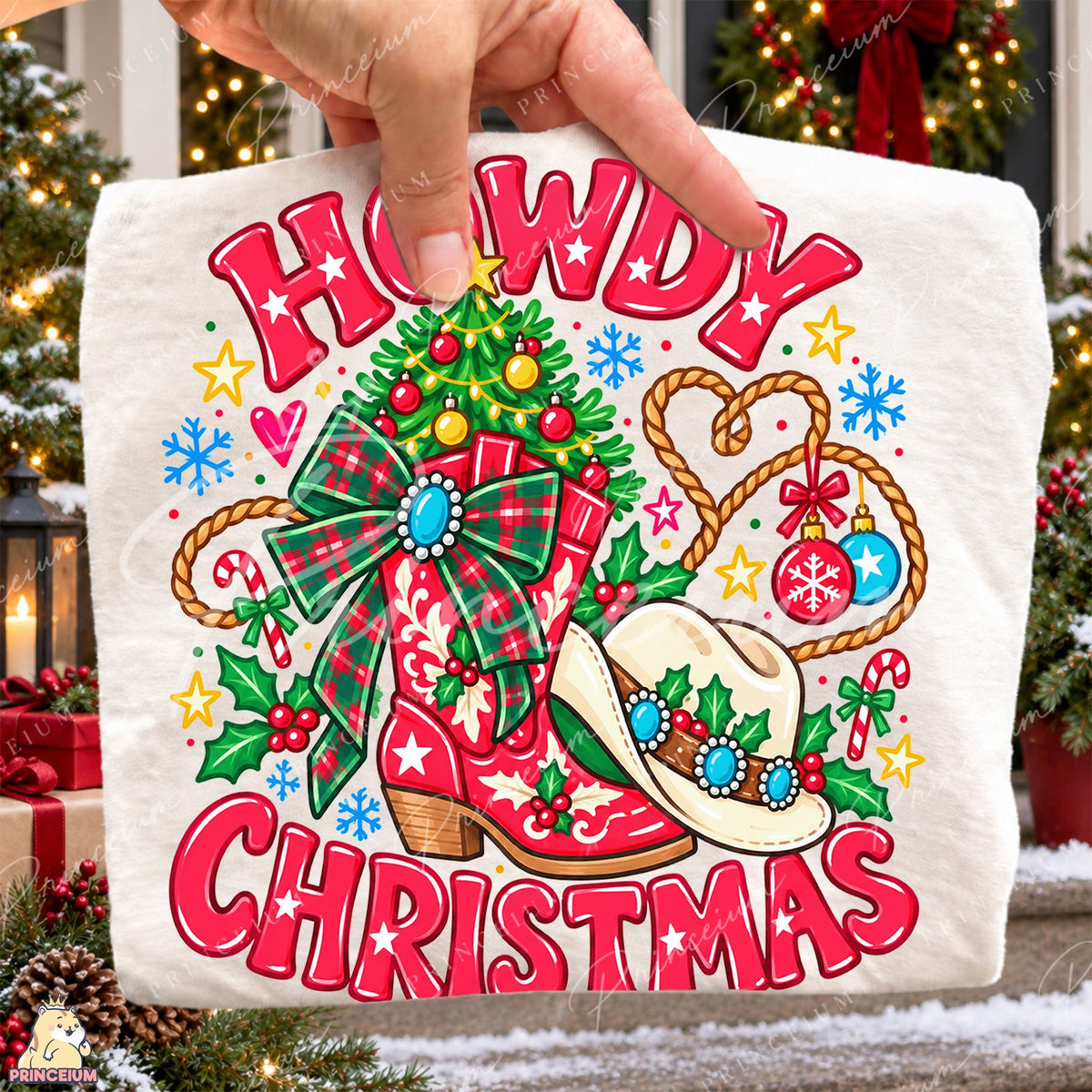 Howdy Christmas Cowboy Boot