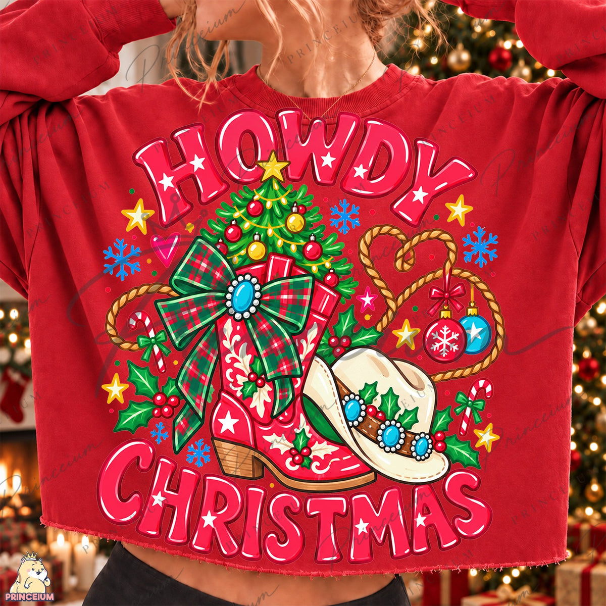 Howdy Christmas Cowboy Boot