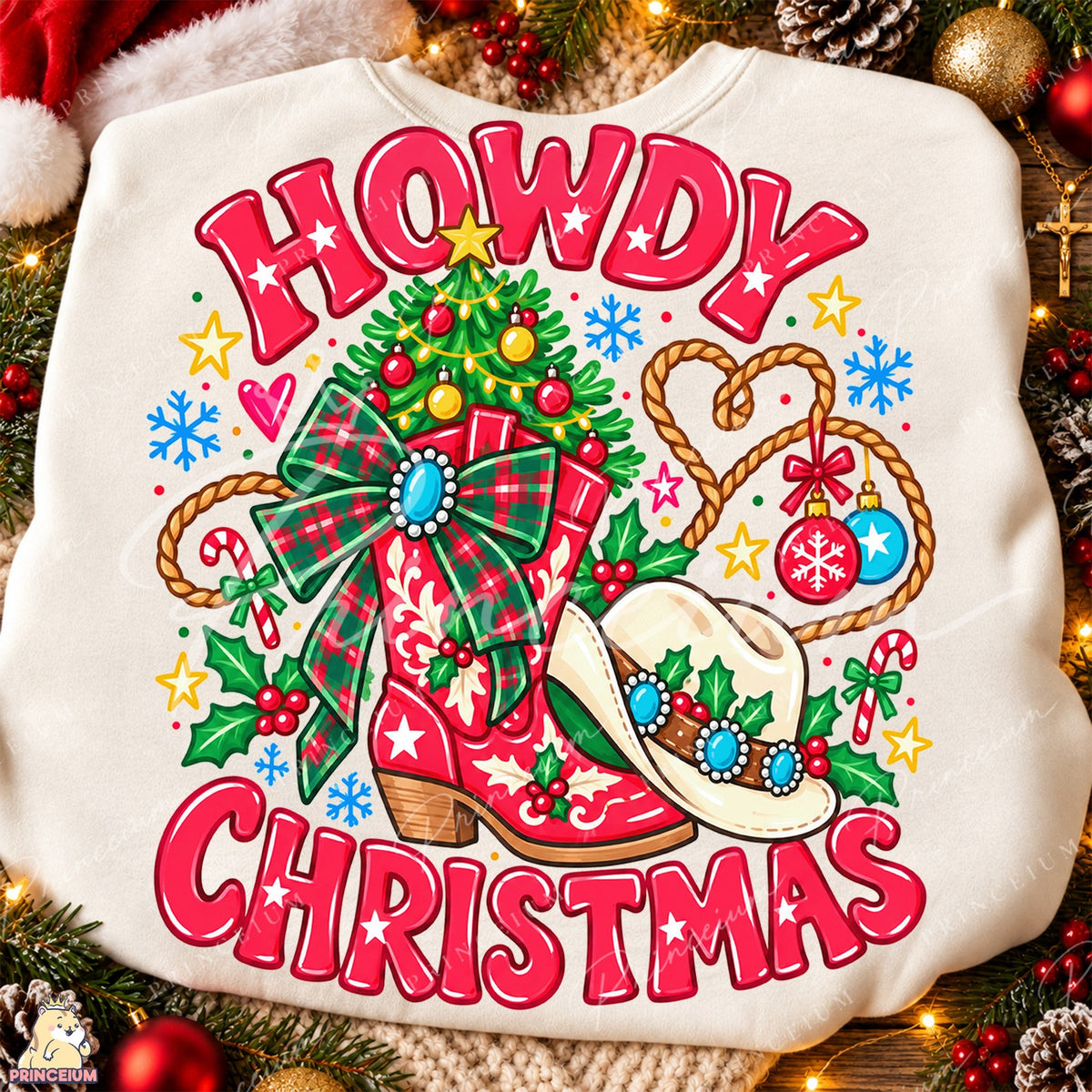 Howdy Christmas Cowboy Boot