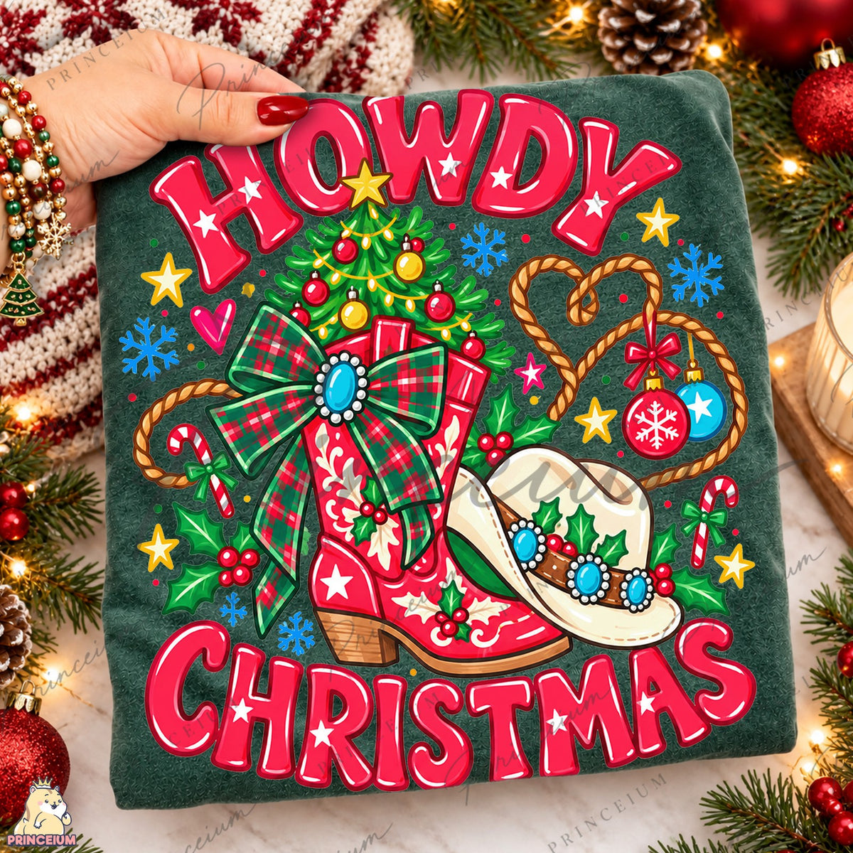 Howdy Christmas Cowboy Boot
