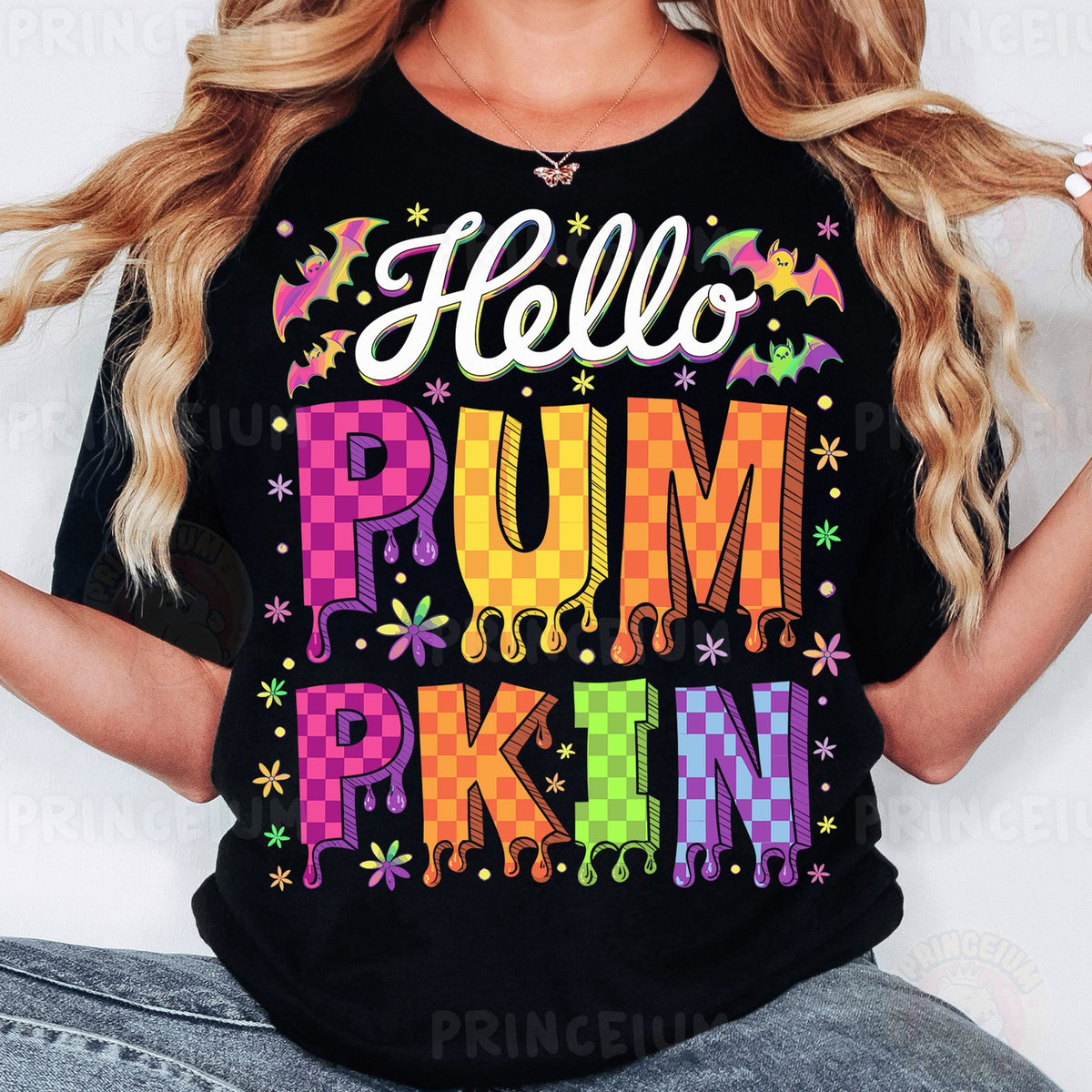 Hello Pumpkin Neon Drip Letters