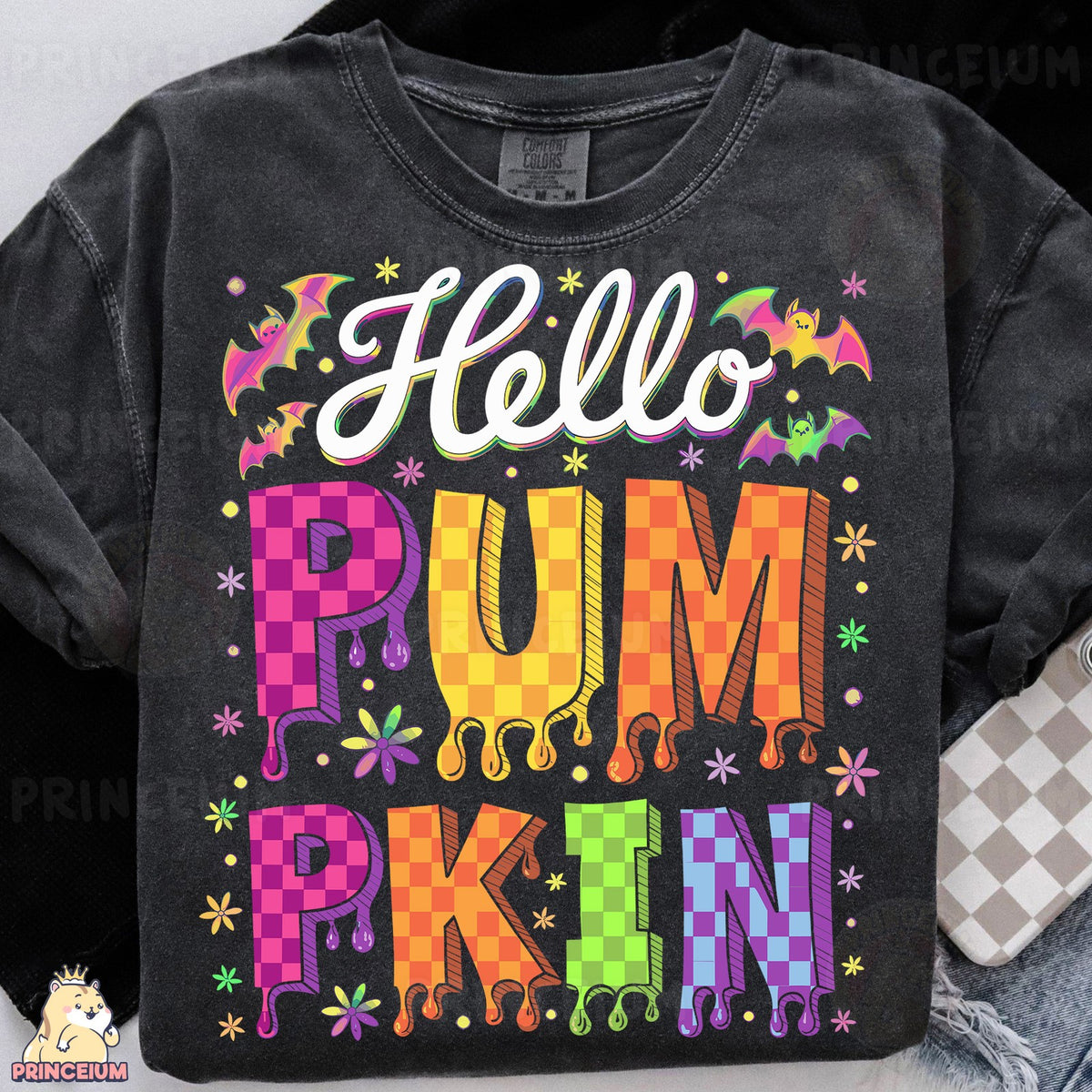 Hello Pumpkin Neon Drip Letters