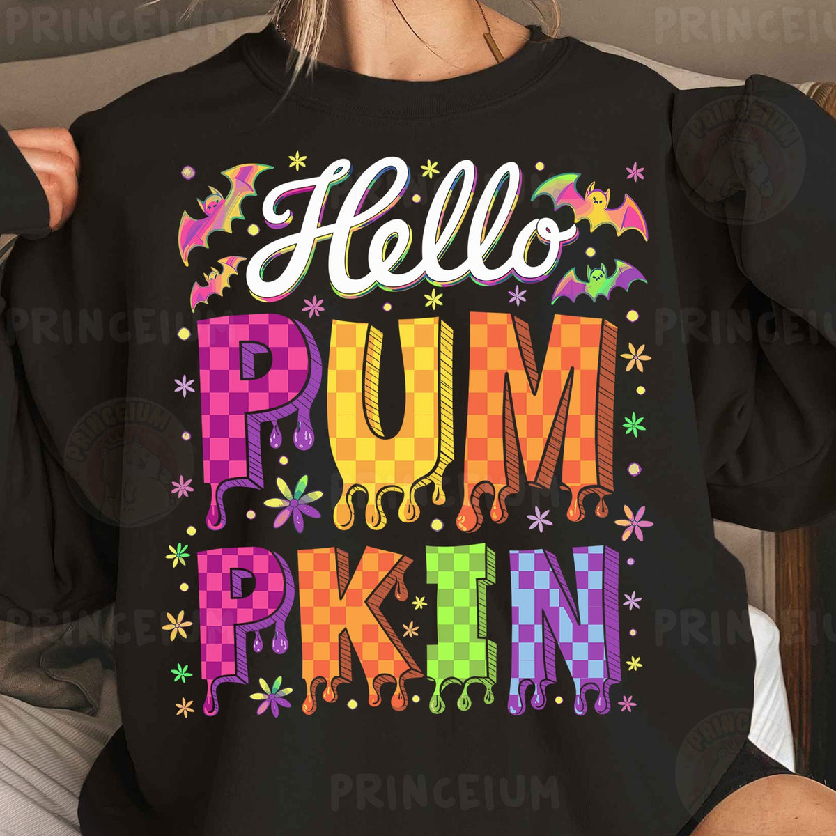 Hello Pumpkin Neon Drip Letters