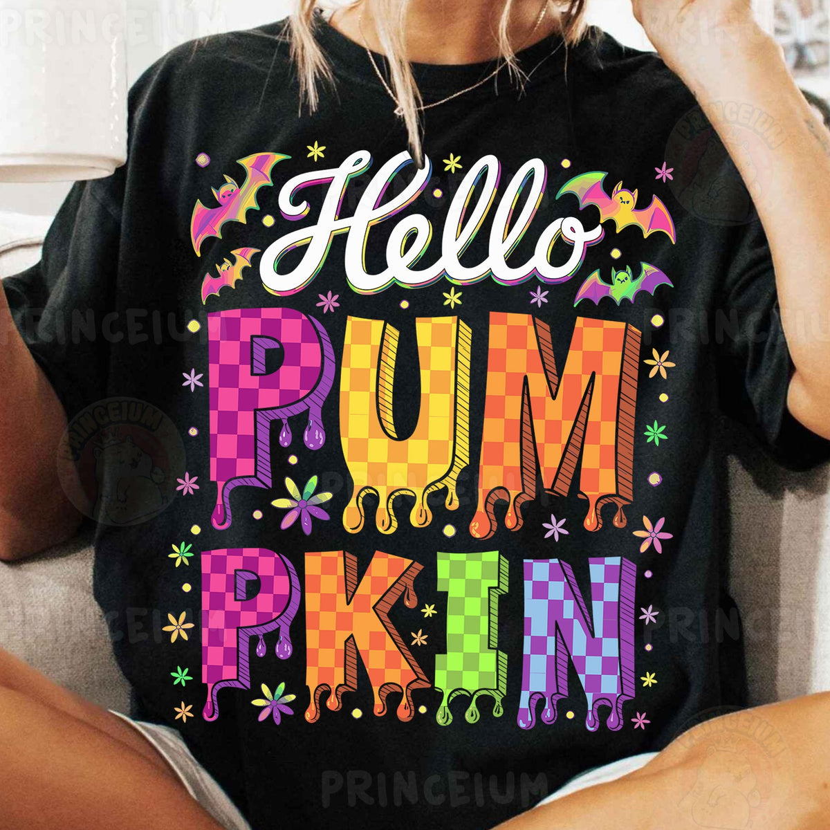 Hello Pumpkin Neon Drip Letters