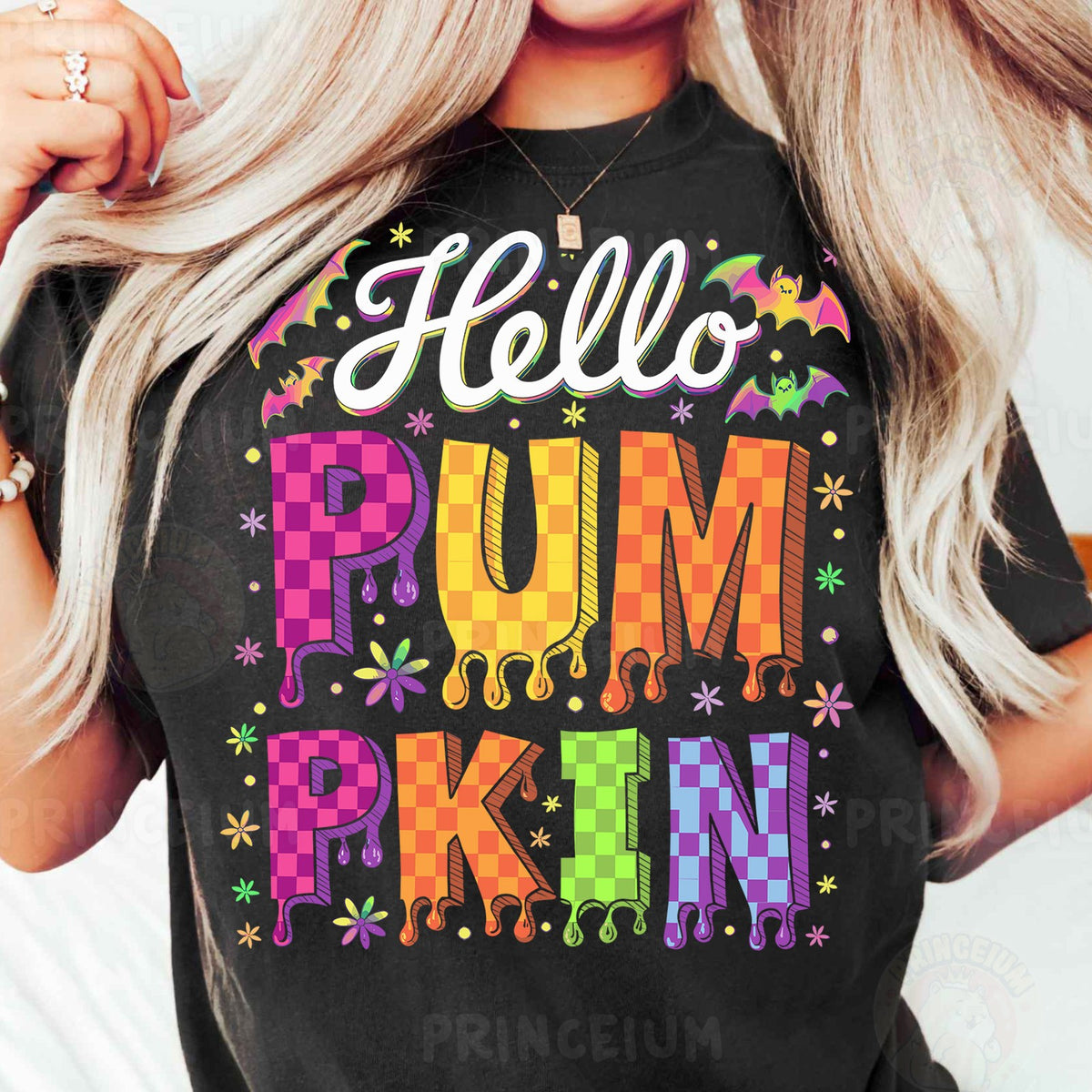 Hello Pumpkin Neon Drip Letters