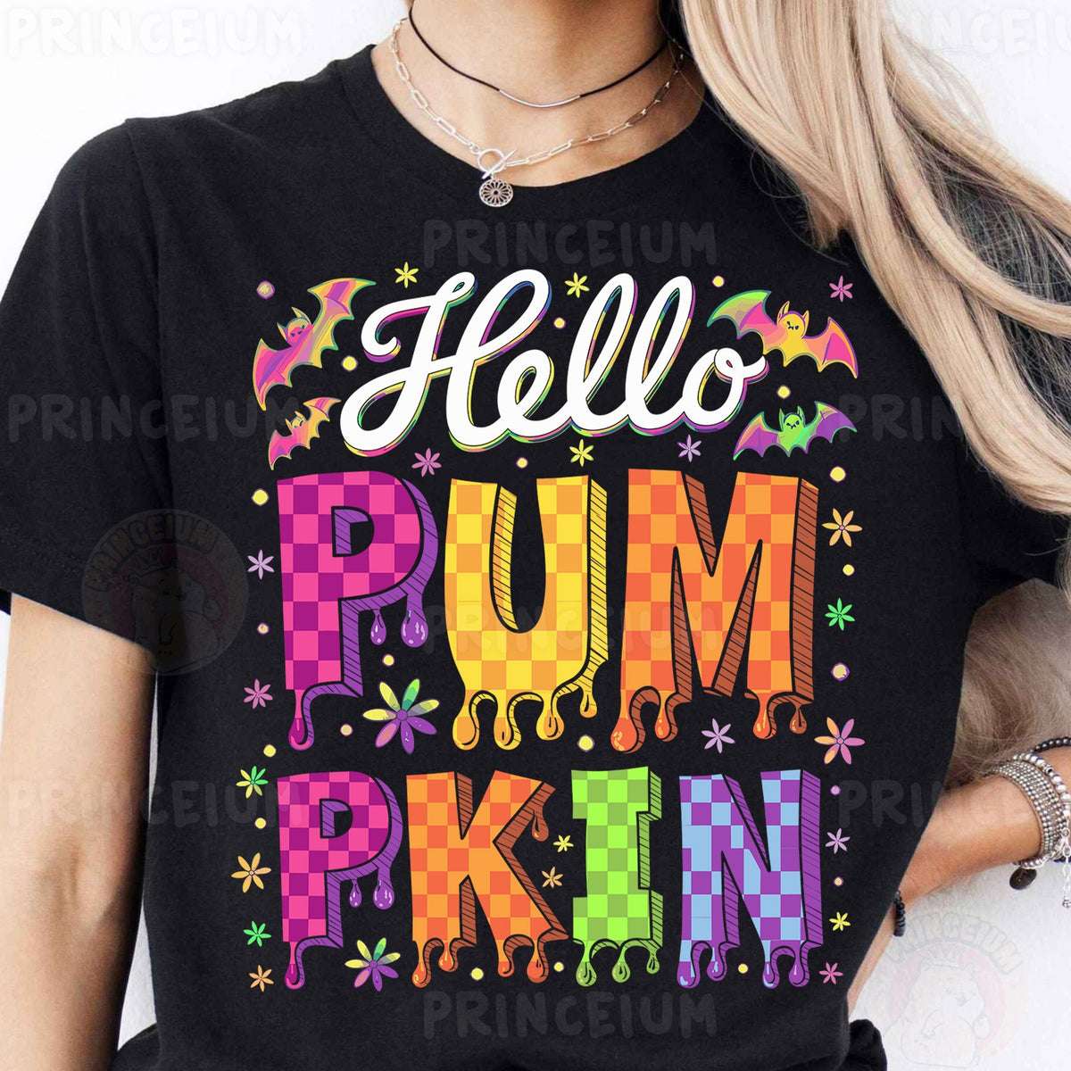 Hello Pumpkin Neon Drip Letters