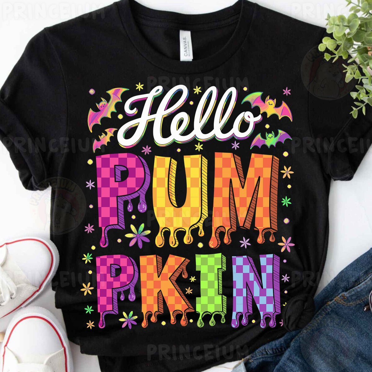 Hello Pumpkin Neon Drip Letters