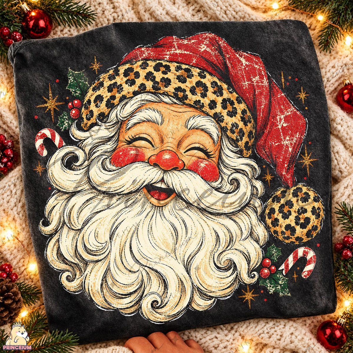 Leopard Print Vintage Santa