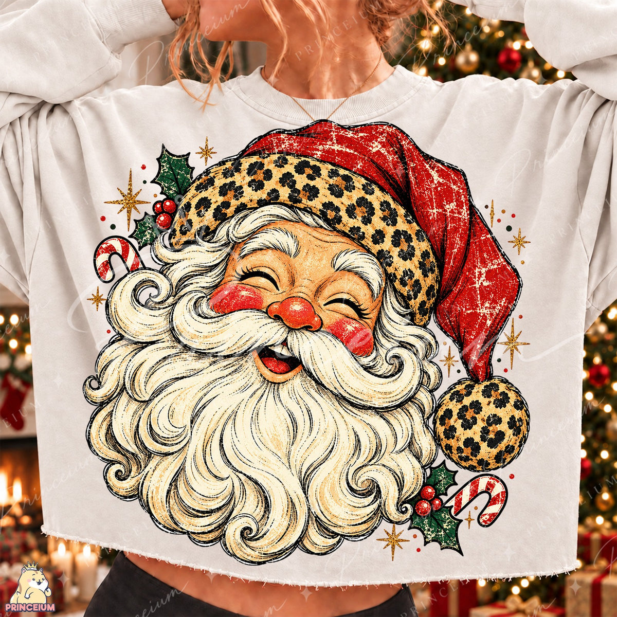 Leopard Print Vintage Santa
