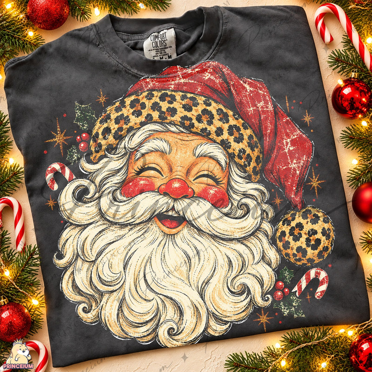 Leopard Print Vintage Santa