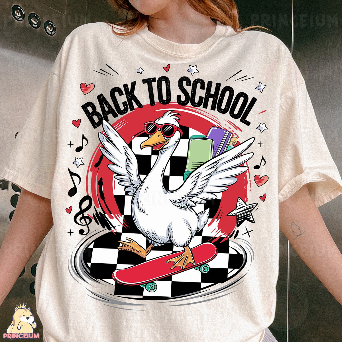 Skateboarding Goose Back to School