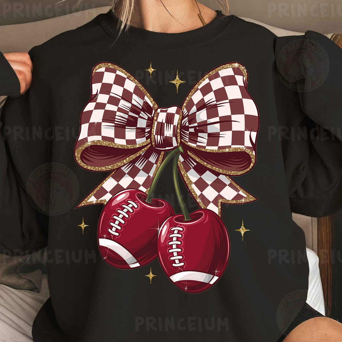 Coquette Football Cherry Bow