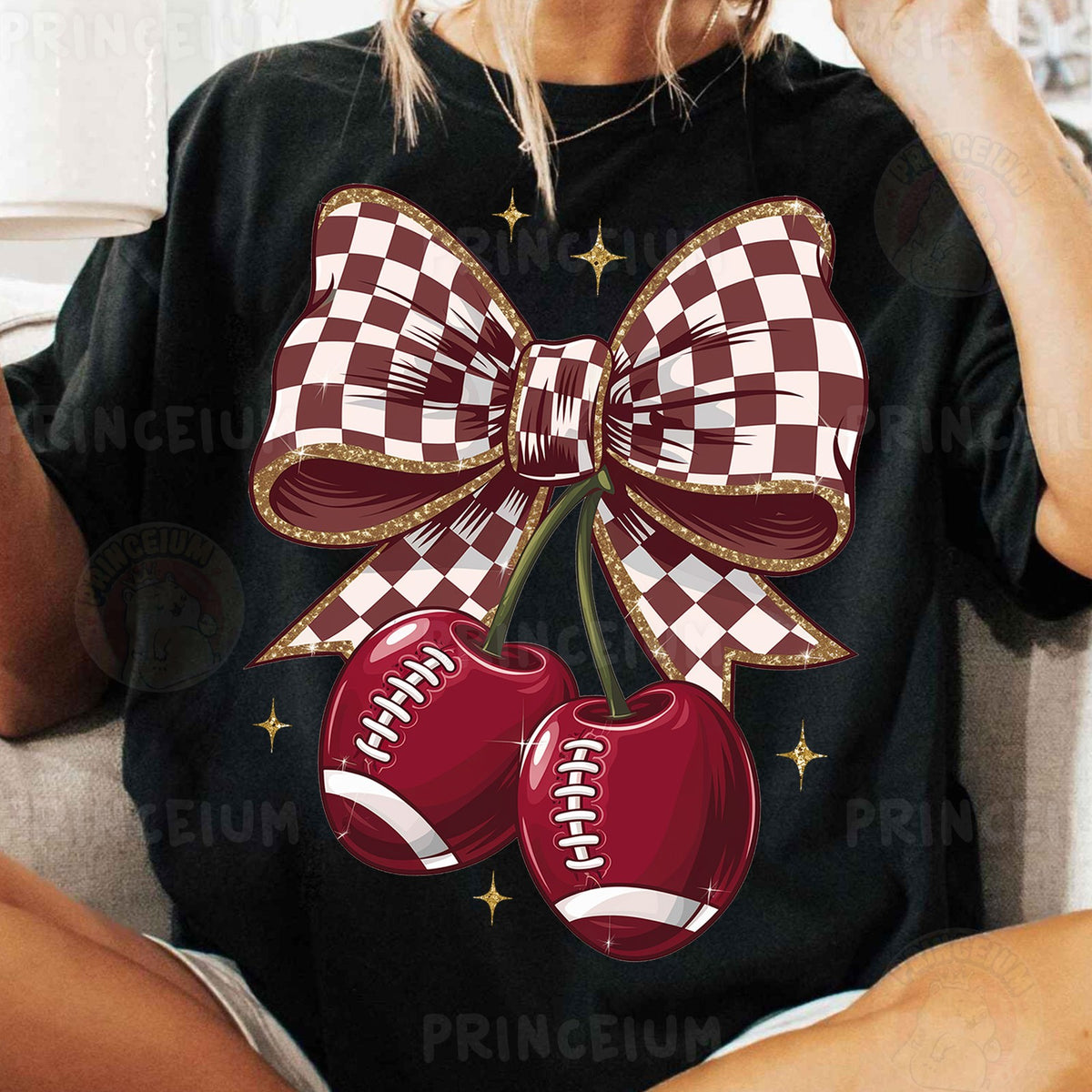 Coquette Football Cherry Bow
