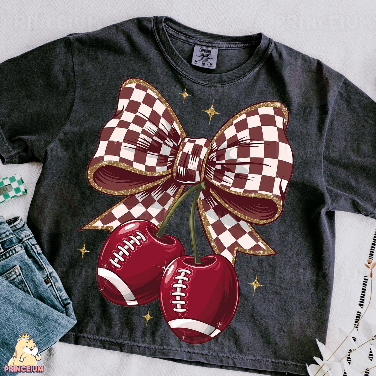 Coquette Football Cherry Bow