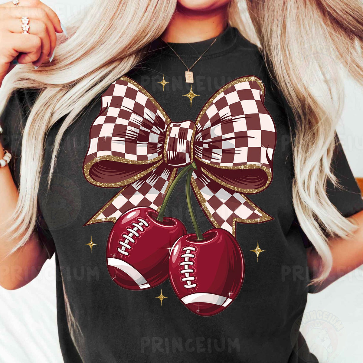 Coquette Football Cherry Bow