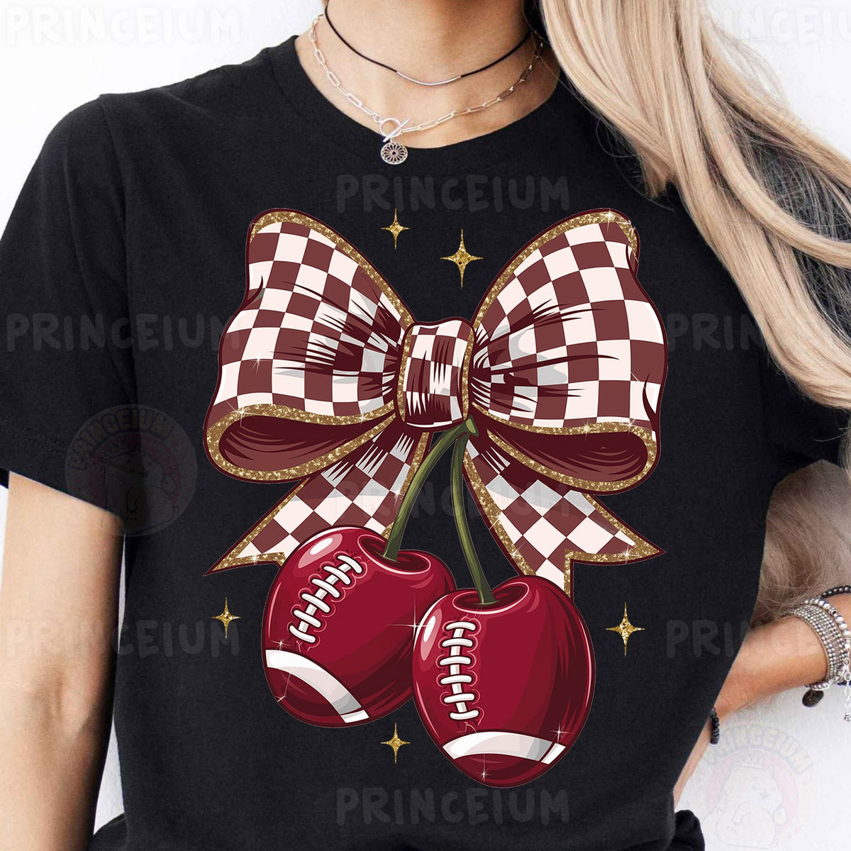 Coquette Football Cherry Bow