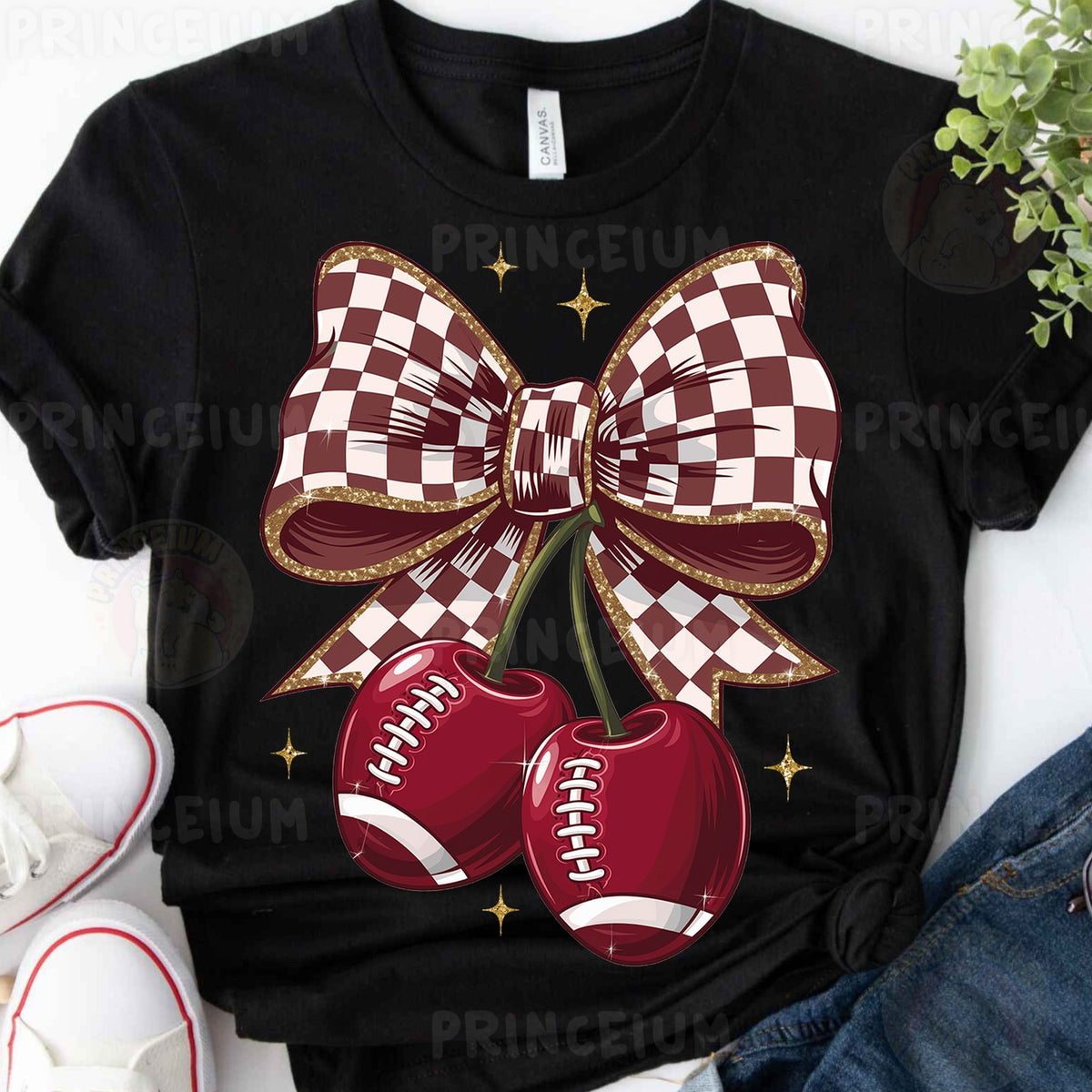 Coquette Football Cherry Bow