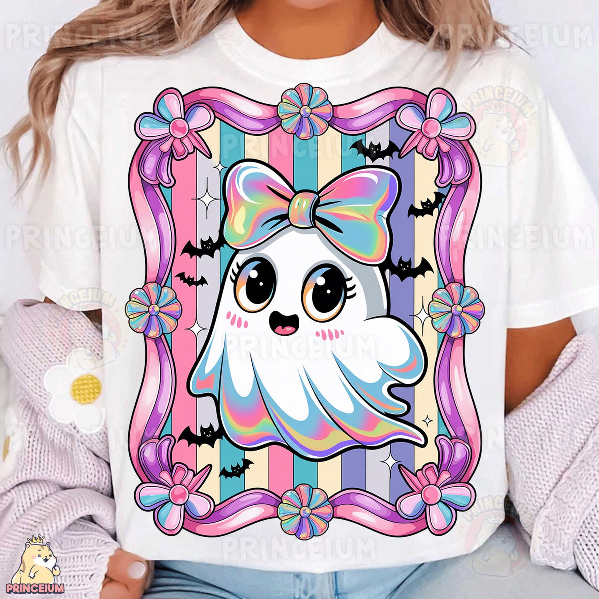 Cute Pastel Ghost with Bow