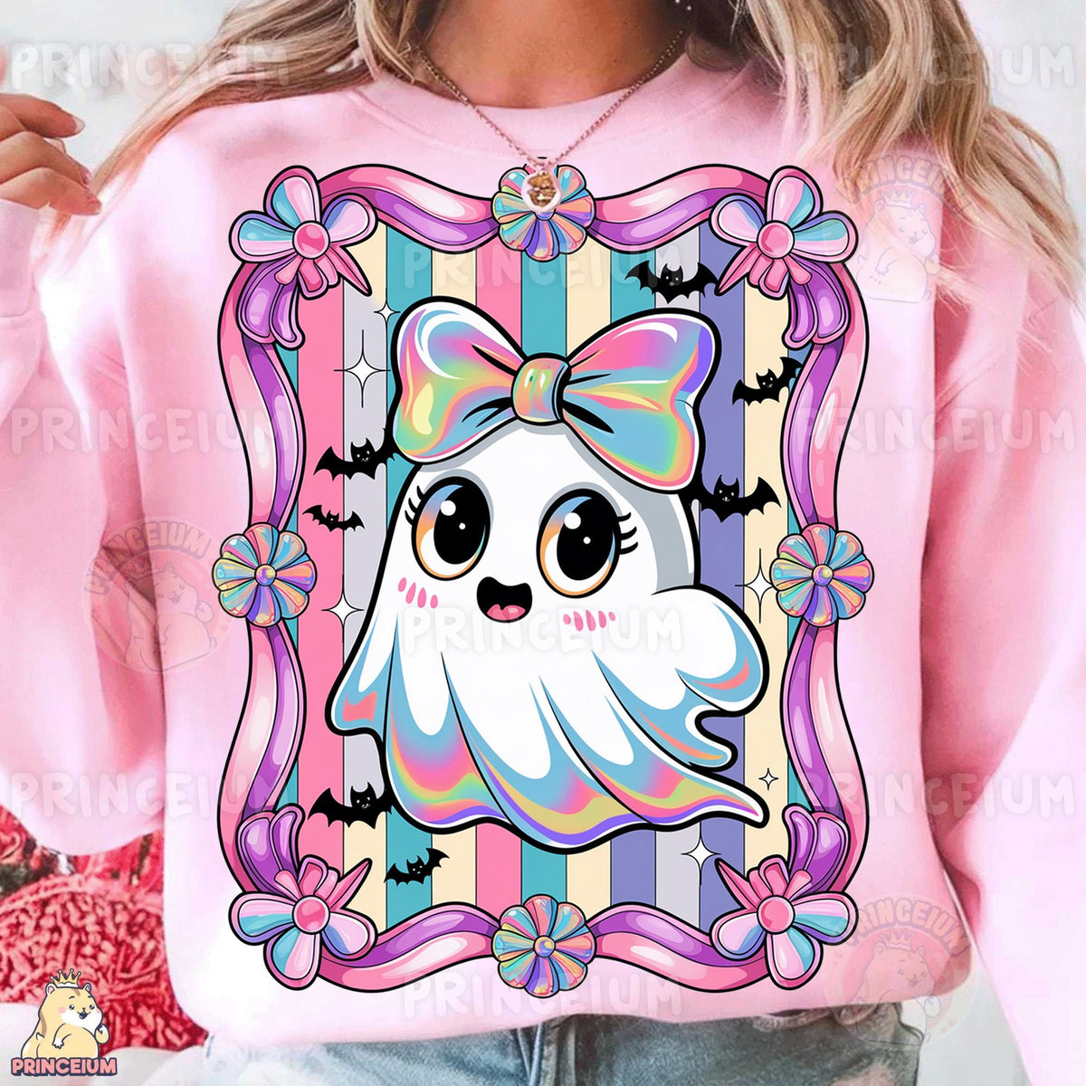 Cute Pastel Ghost with Bow