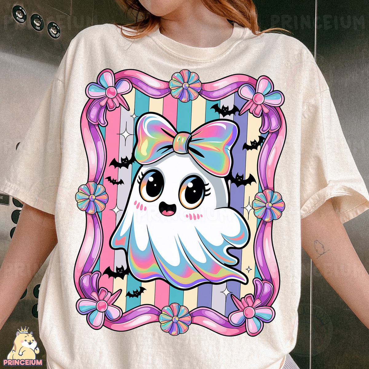 Cute Pastel Ghost with Bow
