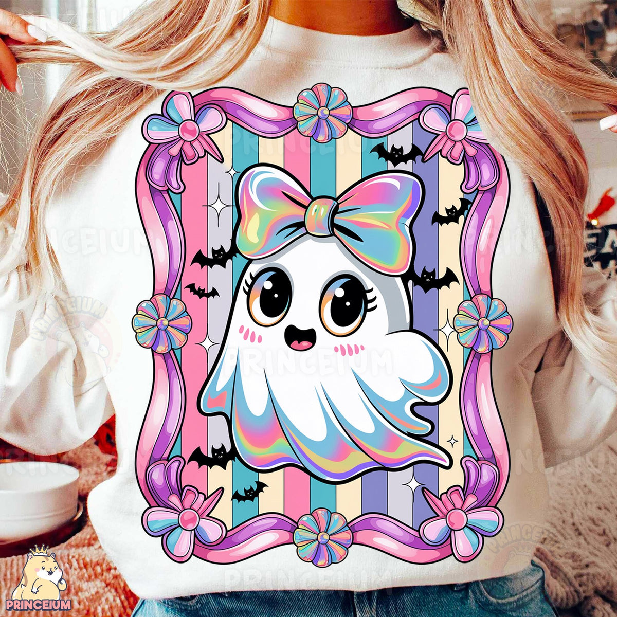 Cute Pastel Ghost with Bow
