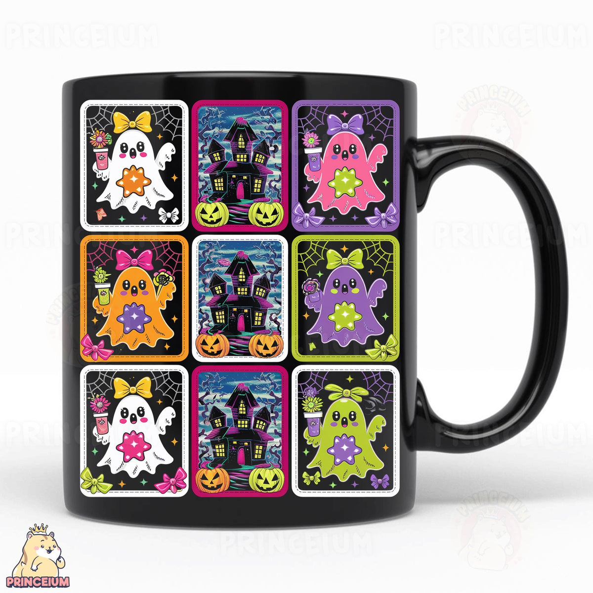 Neon Boo Ghost Card Grid
