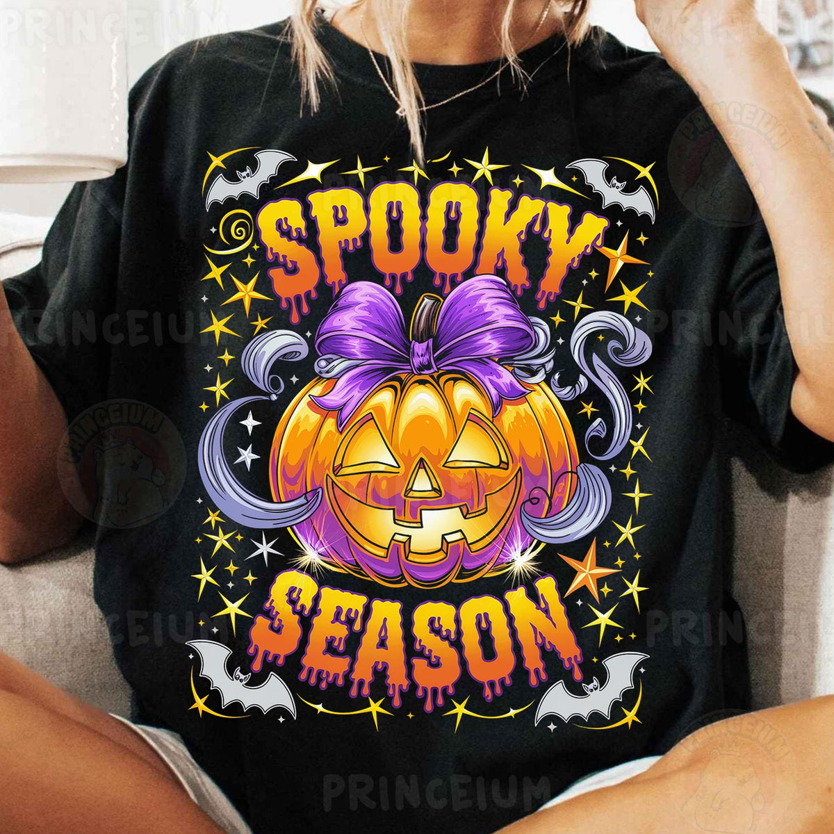 Spooky Season Pumpkin with Bow