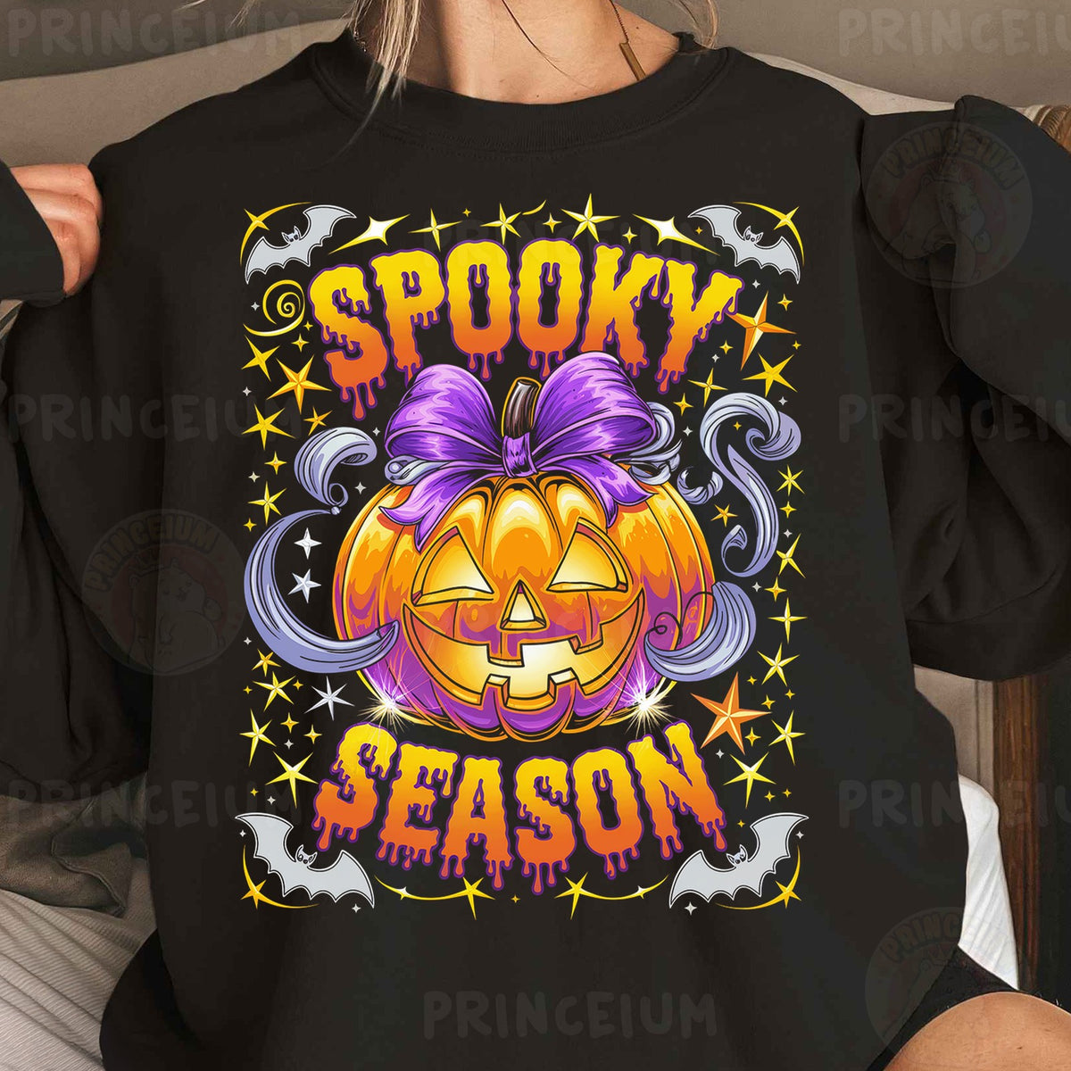 Spooky Season Pumpkin with Bow