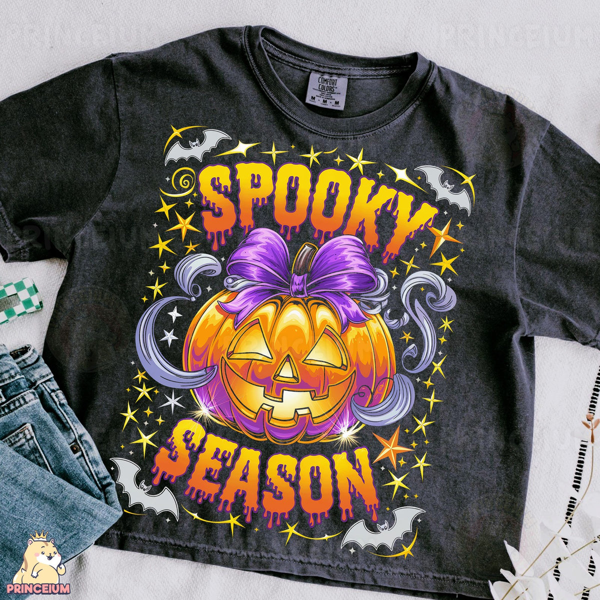 Spooky Season Pumpkin with Bow