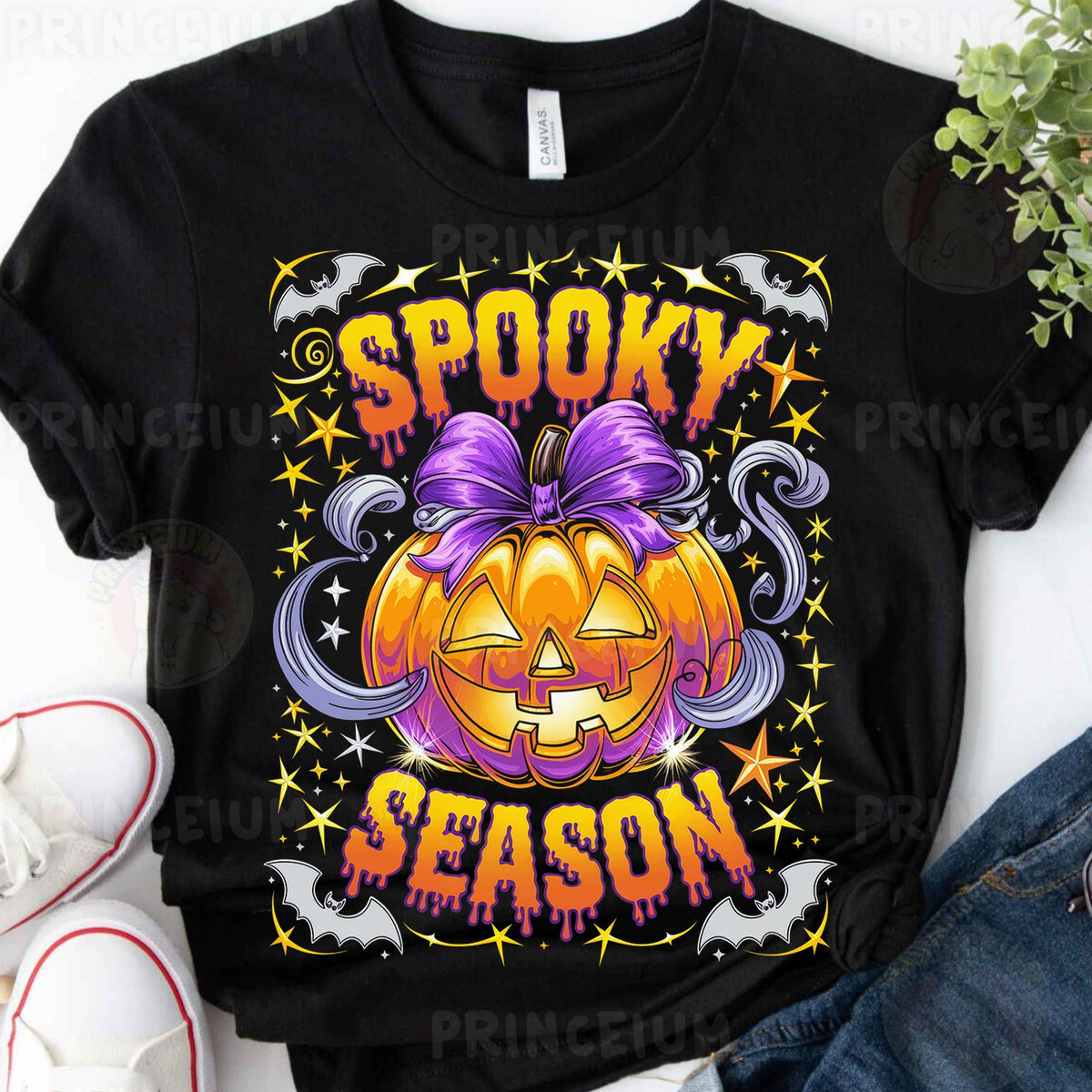 Spooky Season Pumpkin with Bow