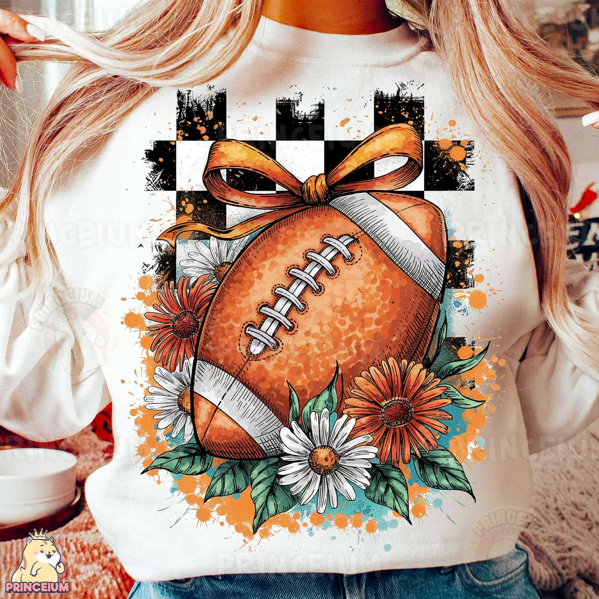 Football Bow & Daisies