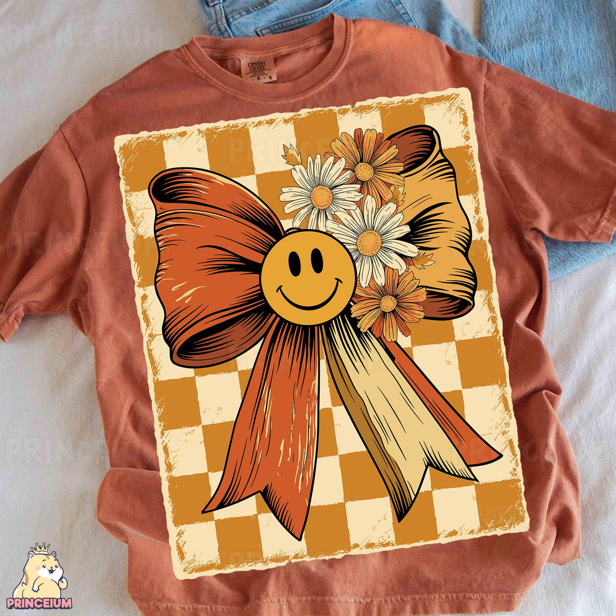 Retro Smiley Daisy Bow