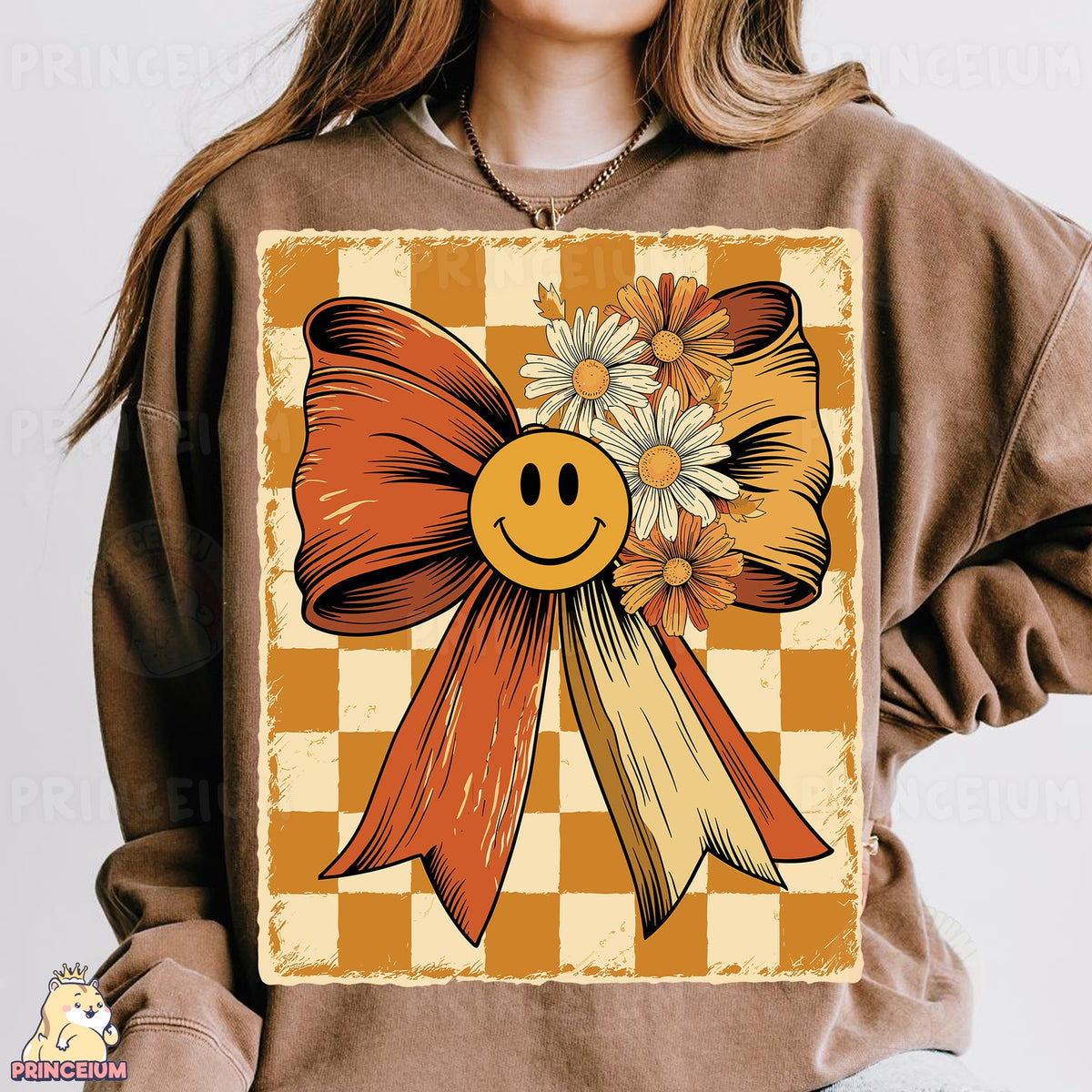 Retro Smiley Daisy Bow